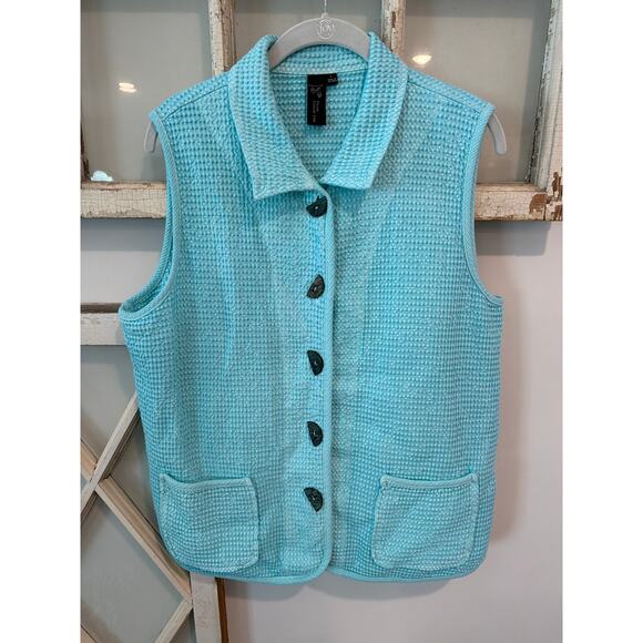 Focus Casual Life Jackets & Blazers - Focus Casual Life size large teal waffle weave vest